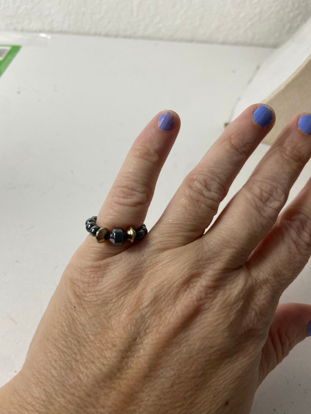 Hematite Bead Ring - Size 6 - Handmade Upcycled Beads